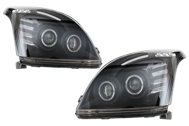 Faruri Angel Eyes compatibil cu Toyota Land Cruiser FJ120 (2003-2009) Negru HLTOLC