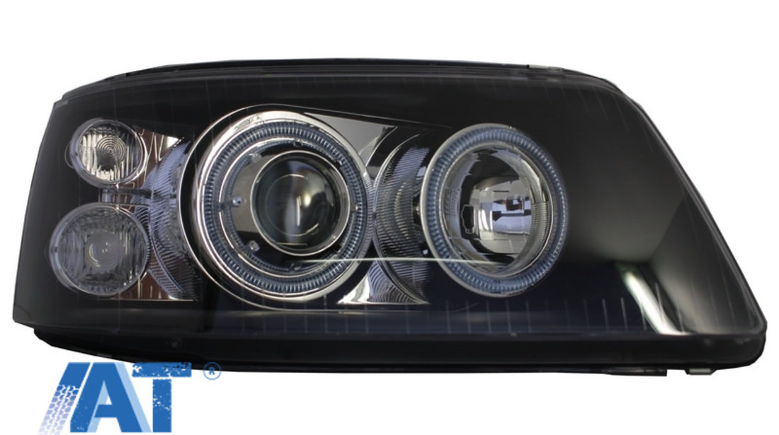 Faruri Angel Eyes compatibil cu VW Transporter T5 (04.2003-08.2009) Negru