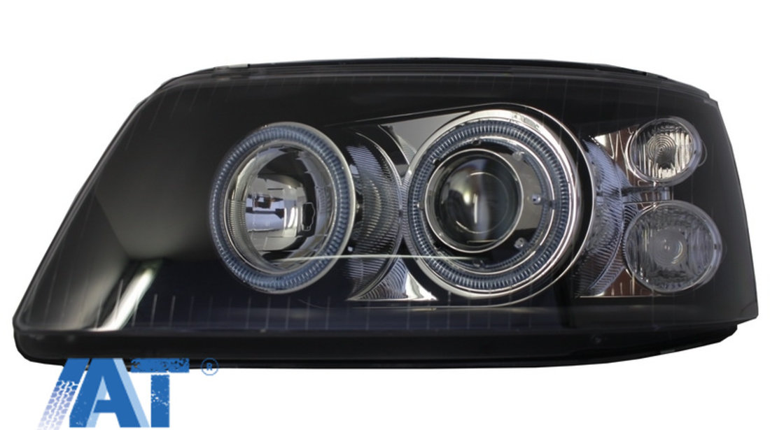 Faruri Angel Eyes compatibil cu VW Transporter T5 (04.2003-08.2009) Negru