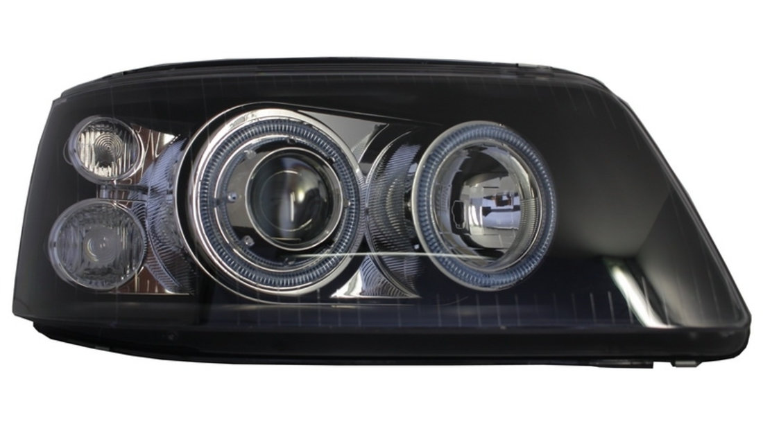 Faruri Angel Eyes compatibil cu VW Transporter T5 (04.2003-08.2009) Negru LPVWE5