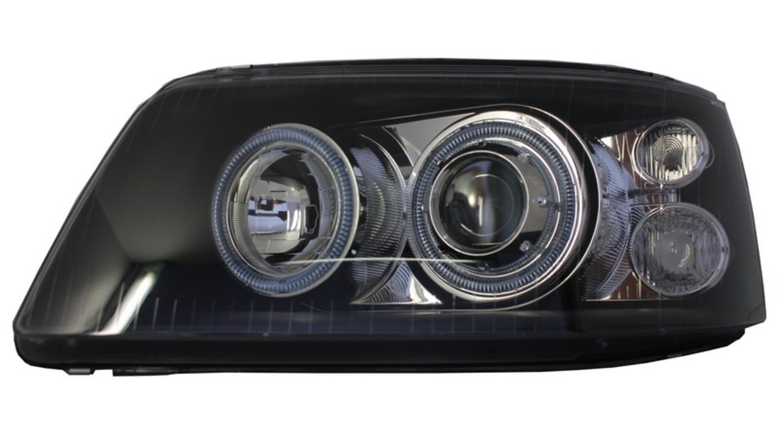 Faruri Angel Eyes compatibil cu VW Transporter T5 (04.2003-08.2009) Negru LPVWE5