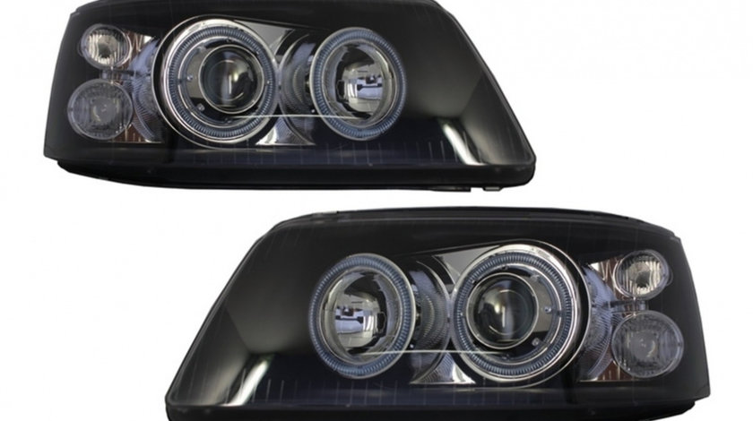 Faruri Angel Eyes compatibil cu VW Transporter T5 (04.2003-08.2009) Negru LPVWE5