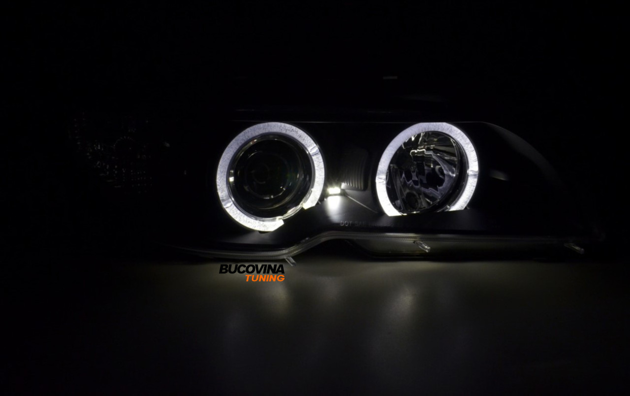 Faruri angel eyes compatibile cu BMW E46 Coupe (03-05) Fundal Negru