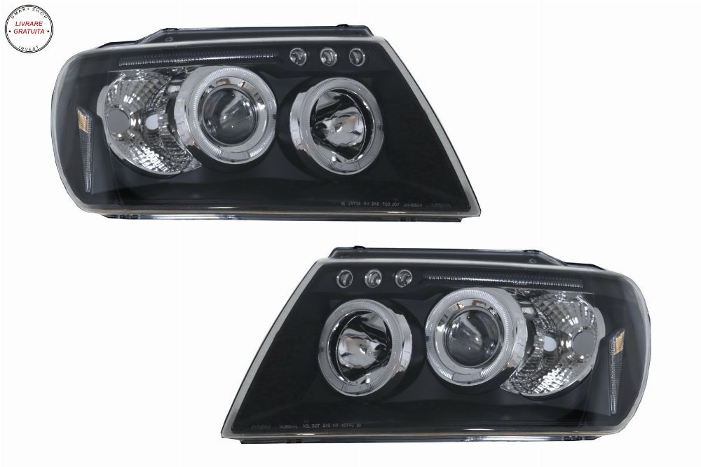 Faruri Angel Eyes compatibile cu Jeep Grand Cherokee (1999-2004) Negru- livrare gratuita