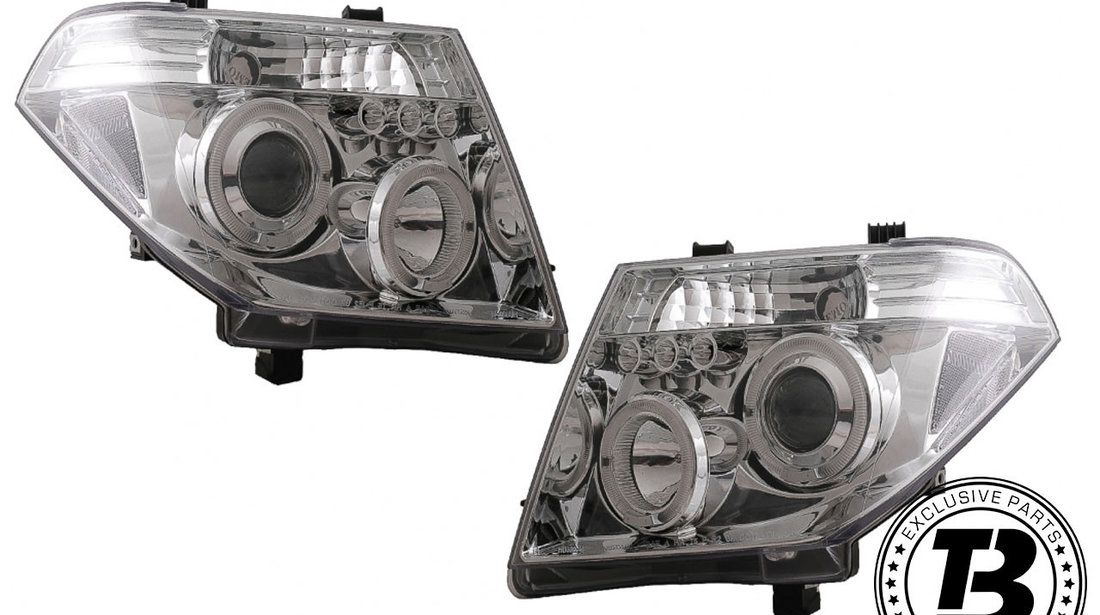 Faruri Angel Eyes compatibile cu Nissan Navara D40 (04-09) Crom