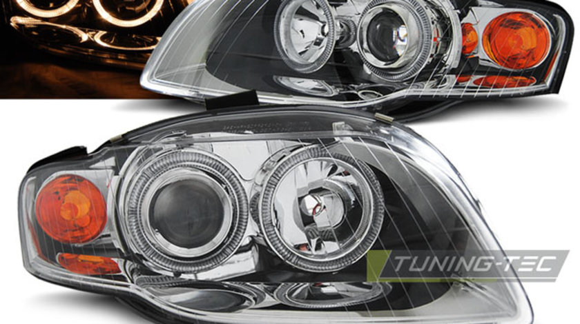 Faruri ANGEL EYES Crom look compatibila AUDI A4 B7 11.04-03.08