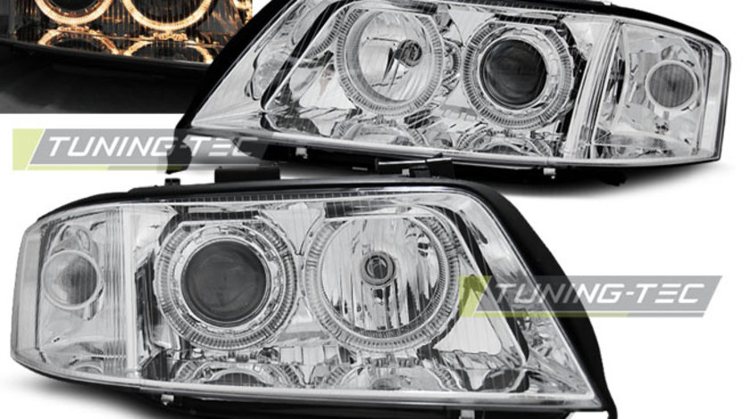 Faruri ANGEL EYES Crom look compatibila AUDI A6 06.01-05.04