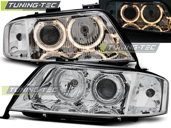 Faruri ANGEL EYES Crom look compatibila AUDI A6 05.97-09.99