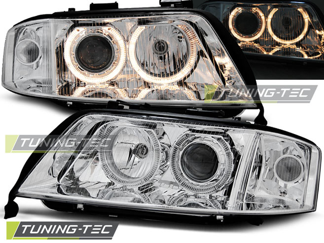 Faruri ANGEL EYES Crom look compatibila AUDI A6 05.97-06.01
