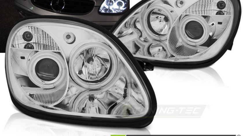 Faruri ANGEL EYES Crom look compatibila MERCEDES R170 SLK 04.96-04