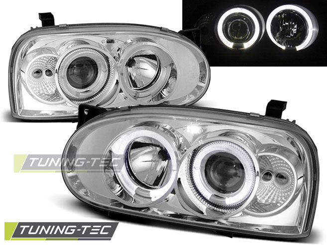 Faruri ANGEL EYES Crom look compatibila VW GOLF 3 09.91-08.97