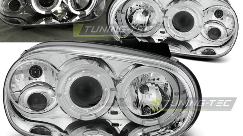 Faruri ANGEL EYES Crom look compatibila VW GOLF 4 09.97-09.03