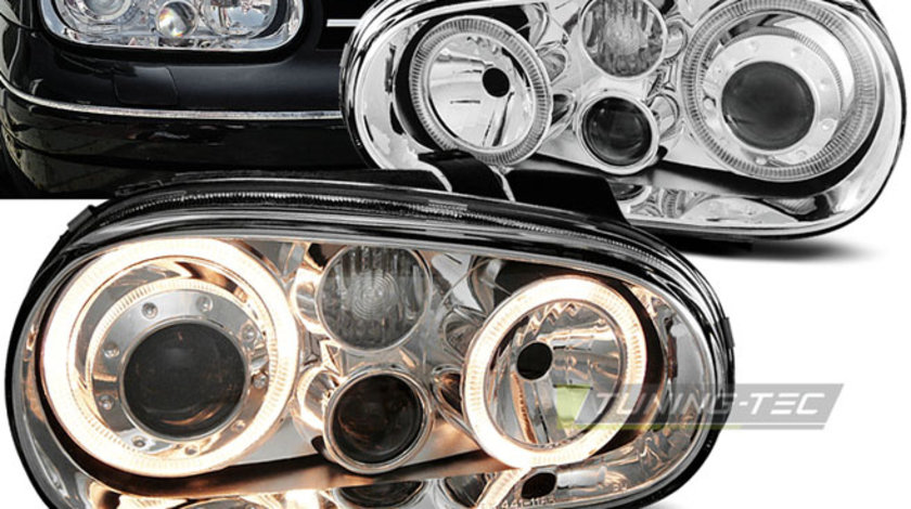 Faruri ANGEL EYES Crom look compatibila VW GOLF 4 09.97-09.03