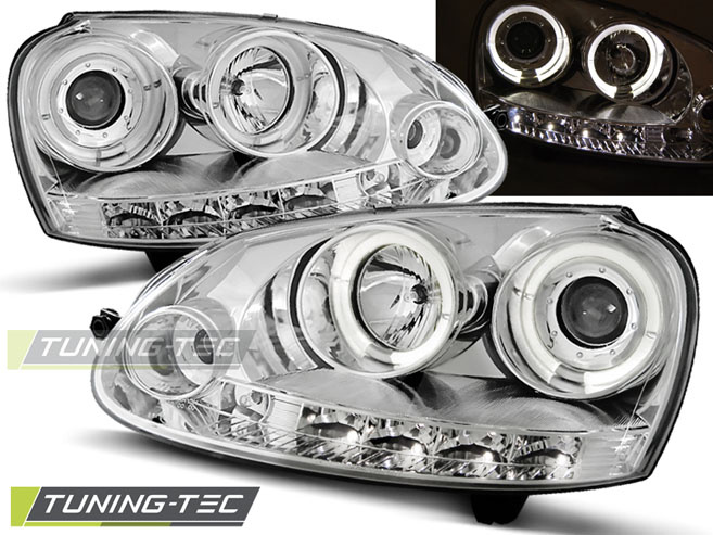 Faruri ANGEL EYES Crom look compatibila VW GOLF 5 10.03-09