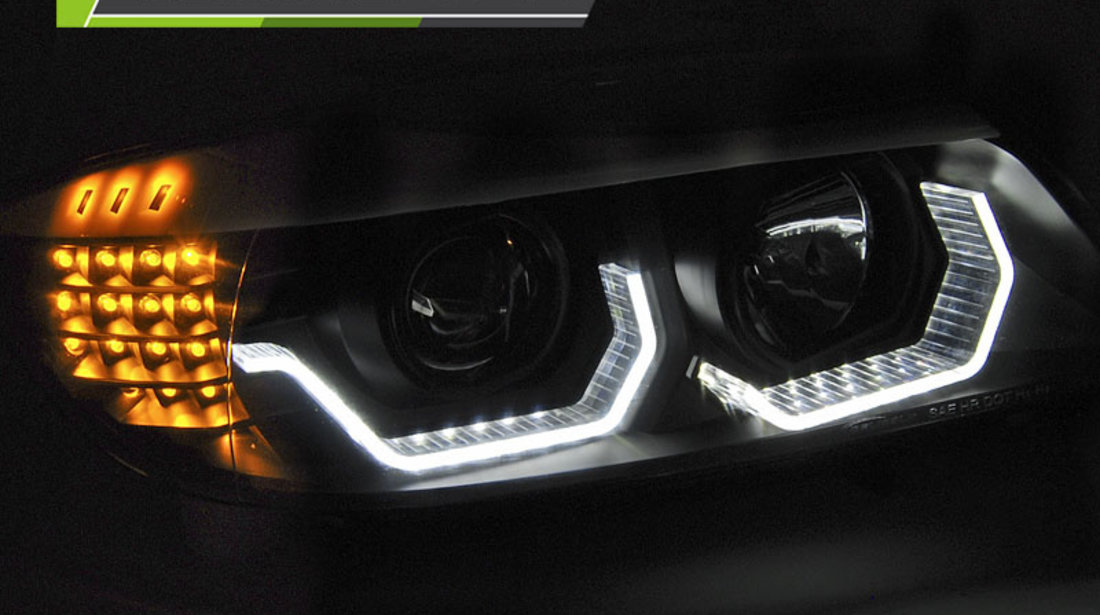 Faruri ANGEL EYES LED 3D BLACK compatibila BMW E90/E91 05-08
