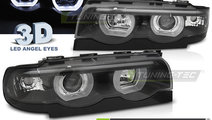 Faruri ANGEL EYES LED 3D BLACK compatibila BMW E38...