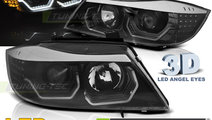 Faruri ANGEL EYES LED 3D BLACK compatibila BMW E90...