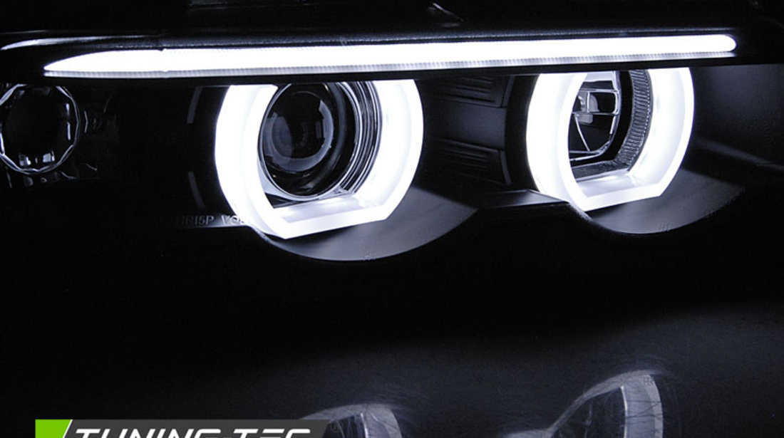 Faruri ANGEL EYES LED 3D BLACK compatibila BMW E38 94-01