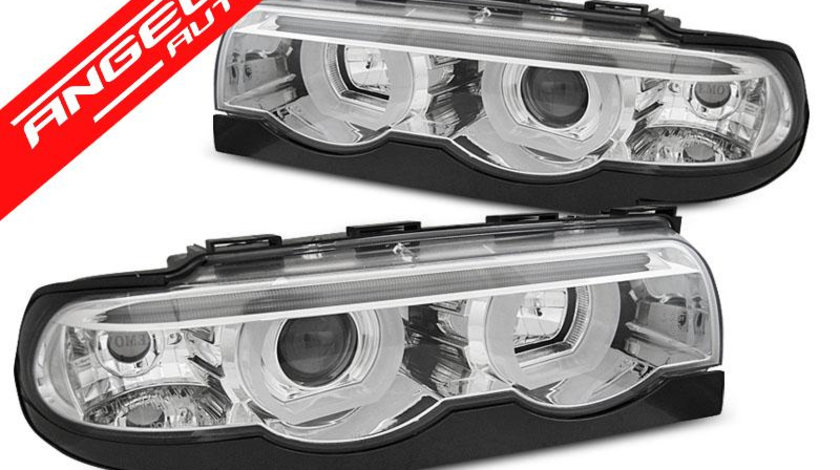 Faruri ANGEL EYES LED 3D BMW Seria 7 E38 1994-2001 CHROME