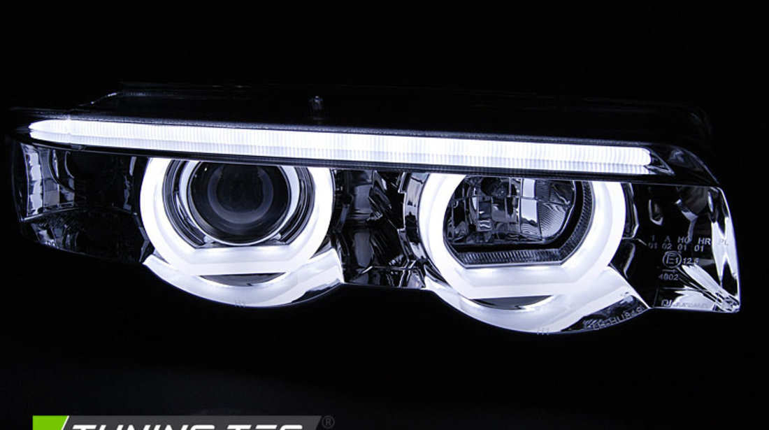 Faruri ANGEL EYES LED 3D Crom look compatibila BMW E38 94-01