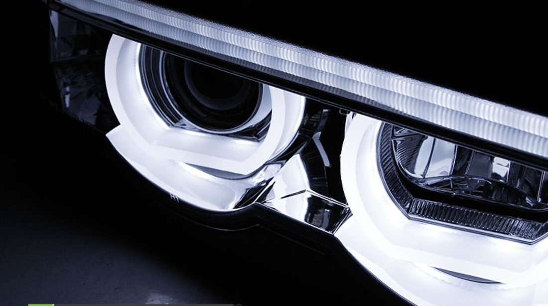 Faruri ANGEL EYES LED 3D Crom look compatibila BMW E38 94-01