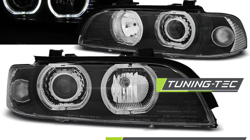 Faruri ANGEL EYES LED BLACK compatibila BMW E39 09.95-06.03