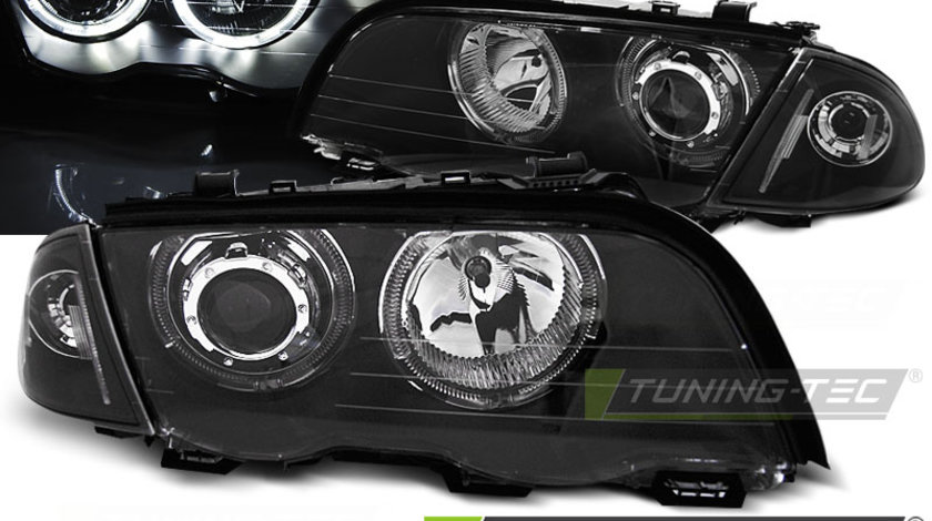 Faruri ANGEL EYES LED BLACK compatibila BMW E46 05.98-08.01 S/T