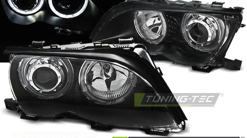 Faruri ANGEL EYES LED BLACK compatibila BMW E46 09.01-03.05