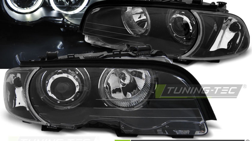 Faruri ANGEL EYES LED BLACK compatibila BMW E46 04.99-03.03 COUPE CABRIO