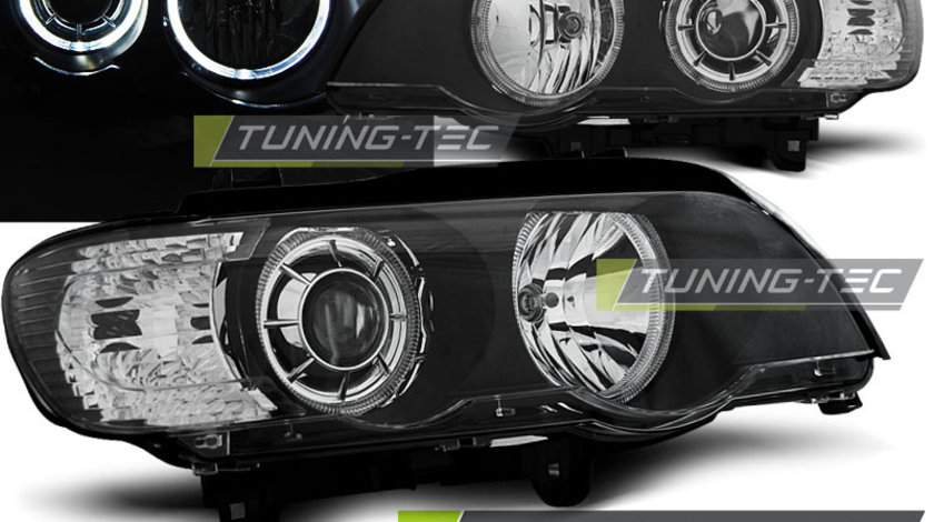 Faruri ANGEL EYES LED BLACK compatibila BMW X5 E53 09.99-10.03