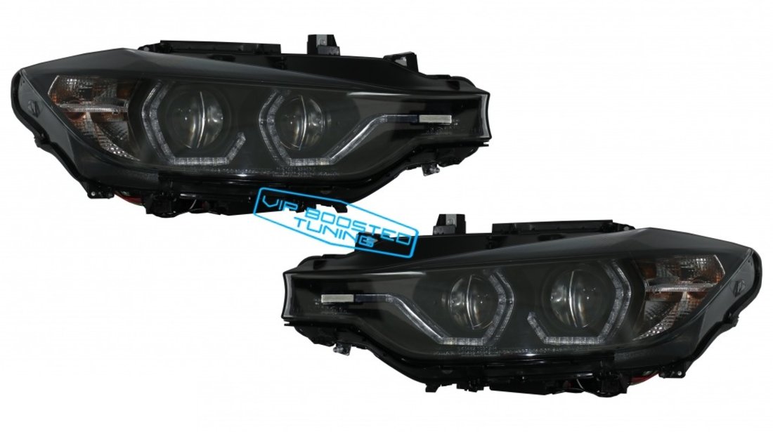 Faruri Angel Eyes LED BMW F30 F31 (10.2011-05.2015) Negre LCI design