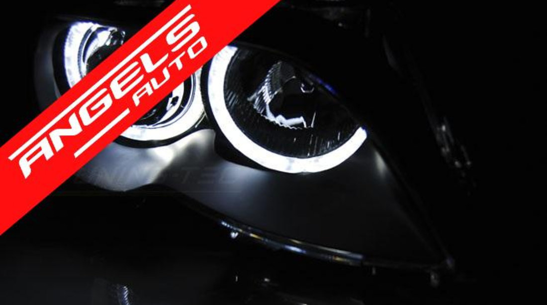 Faruri ANGEL EYES LED BMW Seria 3 E46 01-05 Negru