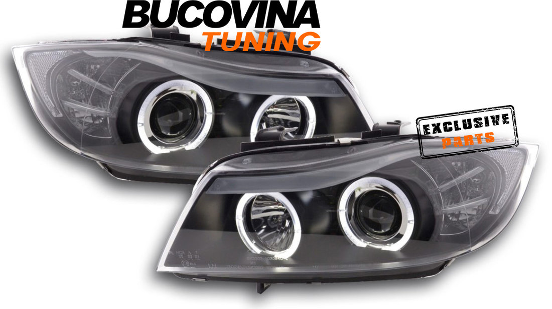 FARURI ANGEL EYES LED COMPATIBILE CU BMW E90/ E91 (05-11) BLACK