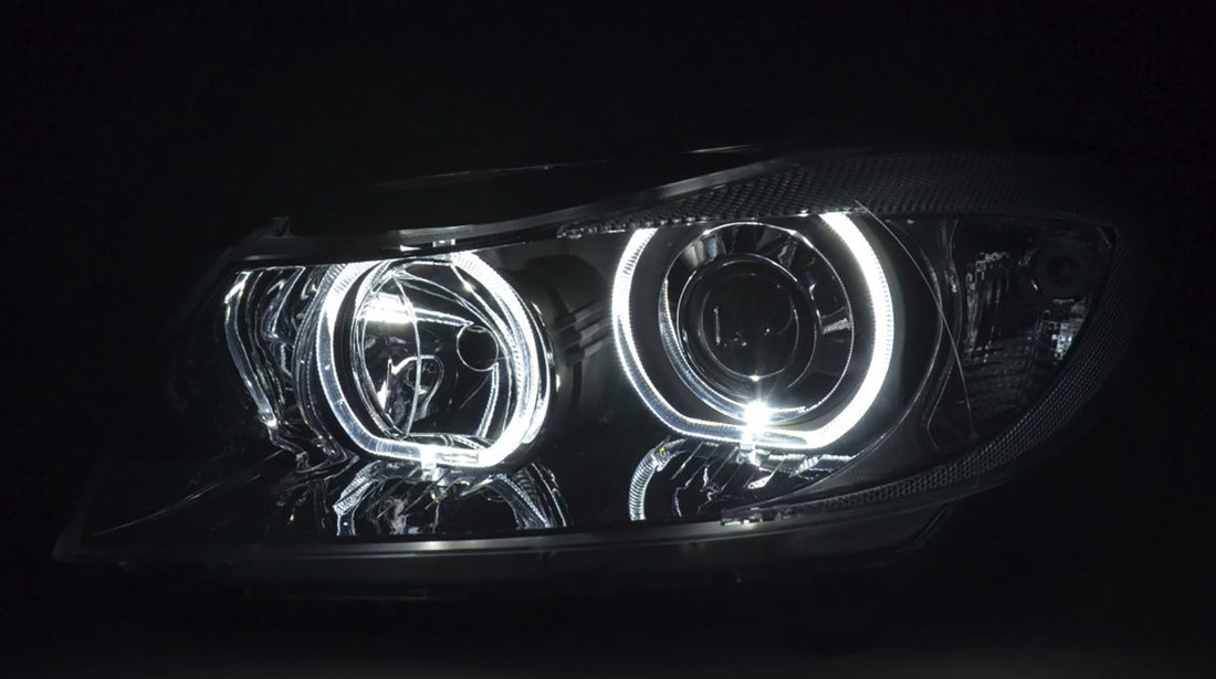 Faruri angel eyes LED compatibile cu BMW E90 E91 seria 3