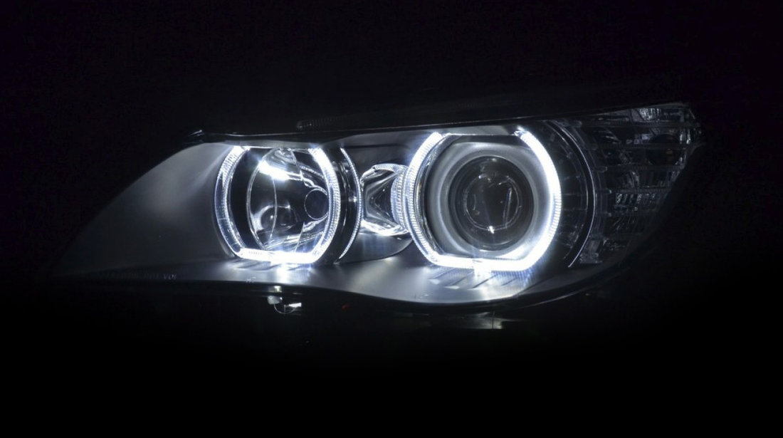 Faruri Angel Eyes LED compatibile cu BMW Seria 5 E60 (03-10)