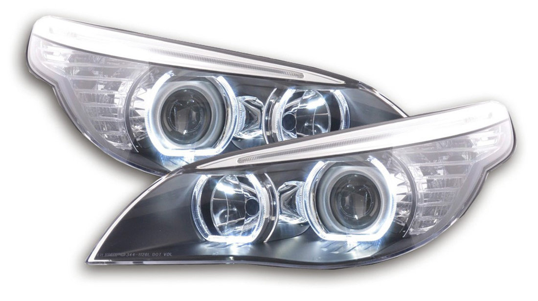 Faruri Angel Eyes LED compatibile cu BMW Seria 5 E60 (03-10)