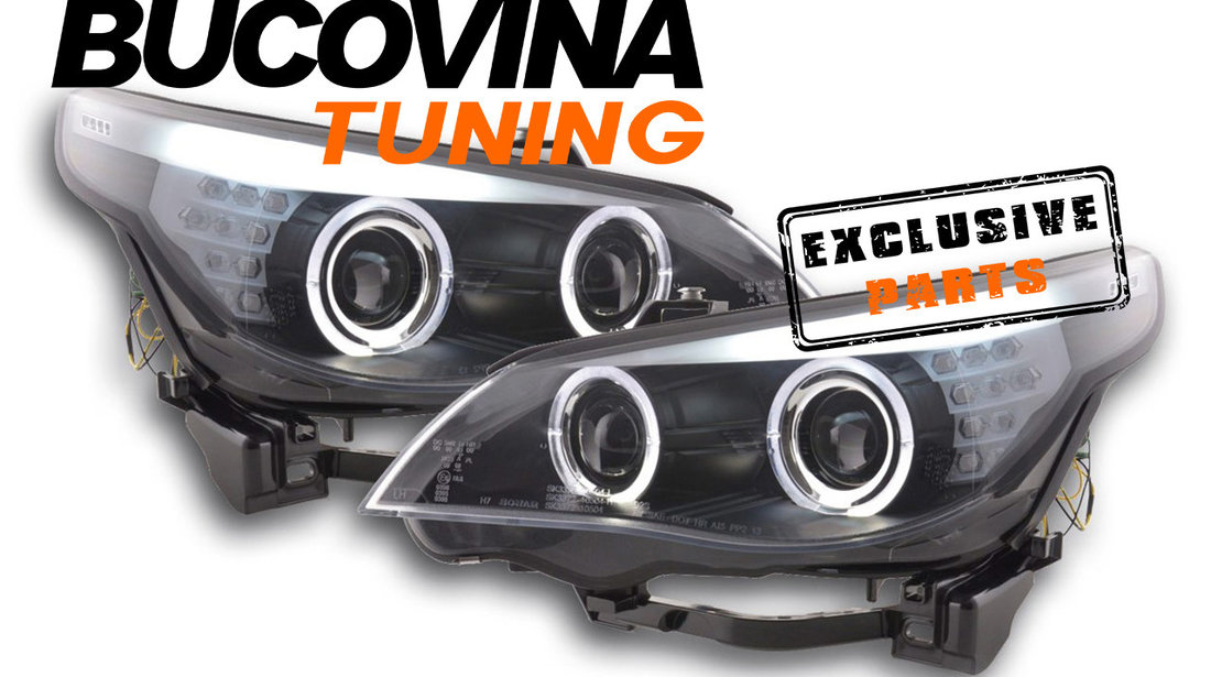 Faruri Angel Eyes LED compatibile cu BMW Seria 5 E60/ E61 (03-07) Xenon