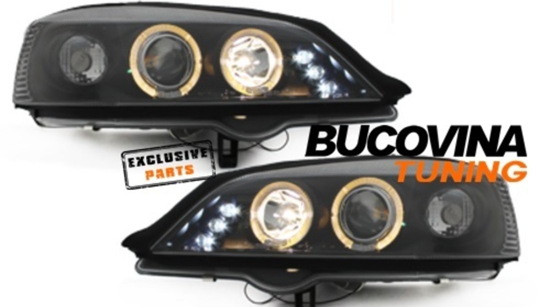 FARURI ANGEL EYES LED COMPATIBILE CU OPEL ASTRA G (98-04) FUNDAL NEGRU