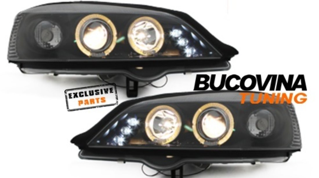 FARURI ANGEL EYES LED COMPATIBILE CU OPEL ASTRA G (98-04) FUNDAL NEGRU