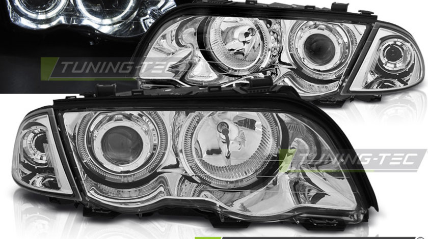 Faruri ANGEL EYES LED Crom look compatibila BMW E46 05.98-08.01 S/T