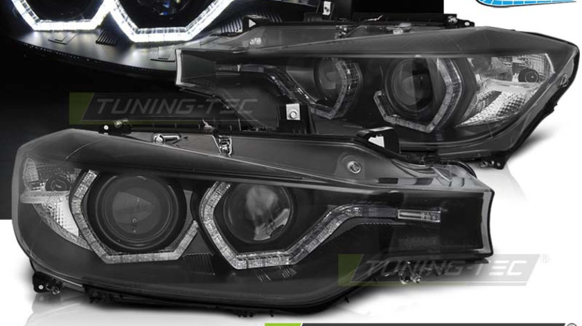 Faruri ANGEL EYES LED DRL BLACK compatibila BMW F30/F31 10.11 - 05.15