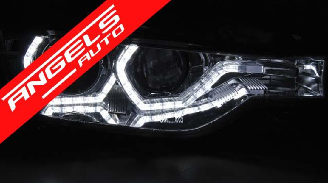 Faruri ANGEL EYES LED DRL BMW Seria 3 F30/F31 11-15 Negru