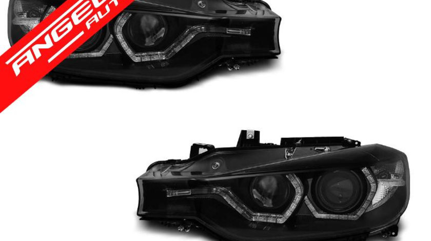 Faruri ANGEL EYES LED DRL BMW Seria 3 F30/F31 11-15 Negru