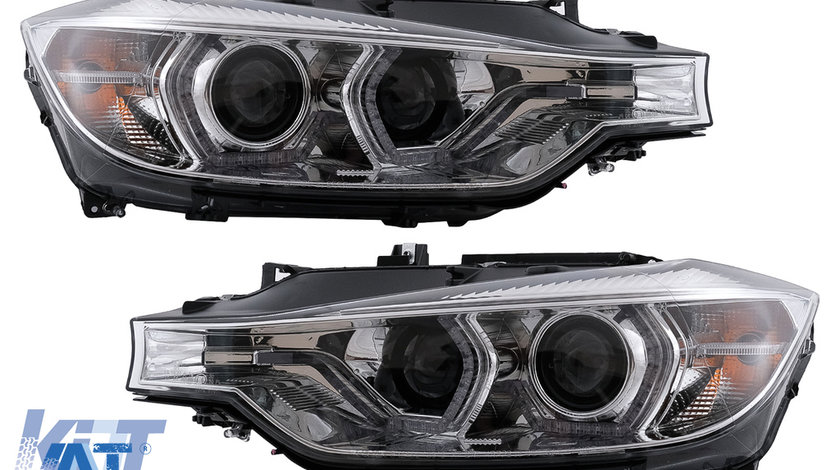 Faruri Angel Eyes LED DRL compatibil cu BMW 3 Series F30 F31 Sedan Touring (10.2011-05.2015) Crom