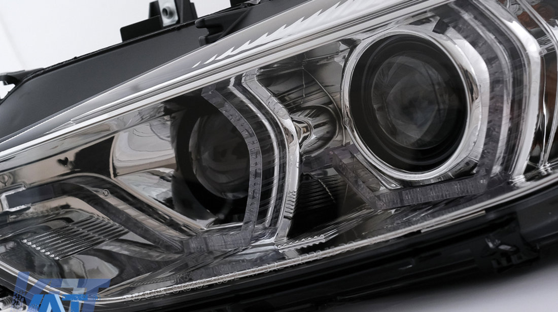 Faruri Angel Eyes LED DRL compatibil cu BMW 3 Series F30 F31 Sedan Touring (10.2011-05.2015) Crom