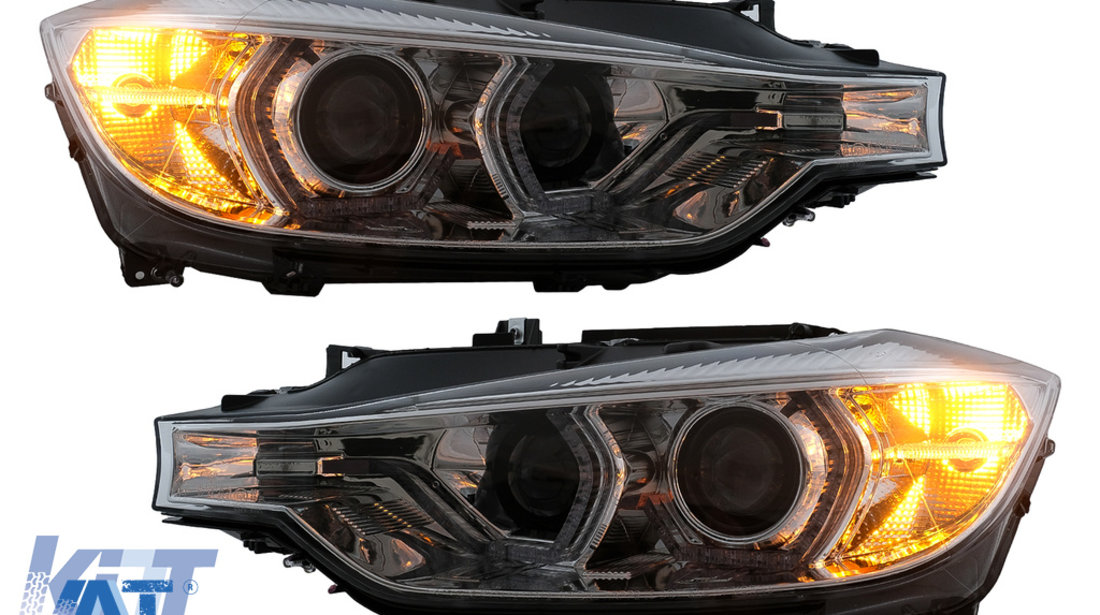 Faruri Angel Eyes LED DRL compatibil cu BMW 3 Series F30 F31 Sedan Touring (10.2011-05.2015) Crom