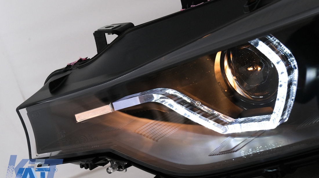 Faruri Angel Eyes LED DRL compatibil cu BMW Seria 3 F30 F31 Sedan Touring LCI (2015-2019) Negru