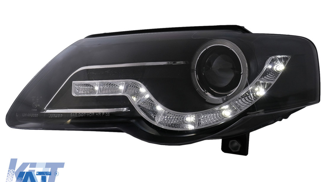 Faruri Angel Eyes LED DRL compatibil cu VW Passat B6 3C (03.2005-2010) Negru