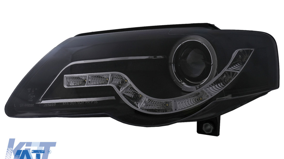 Faruri Angel Eyes LED DRL compatibil cu VW Passat B6 3C (03.2005-2010) Negru