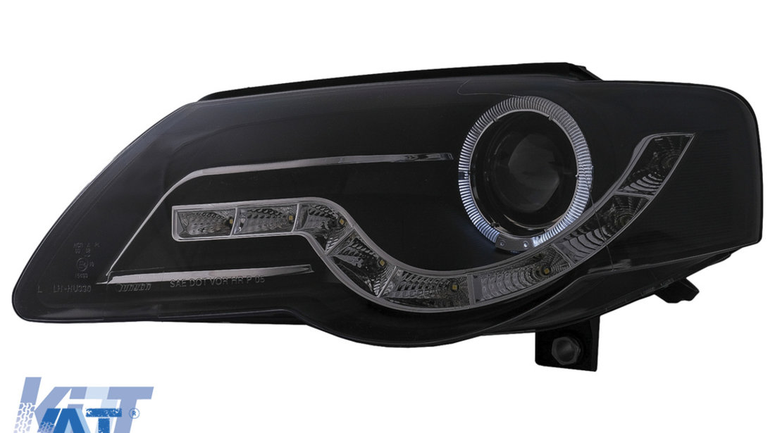 Faruri Angel Eyes LED DRL compatibil cu VW Passat B6 3C (03.2005-2010) Negru